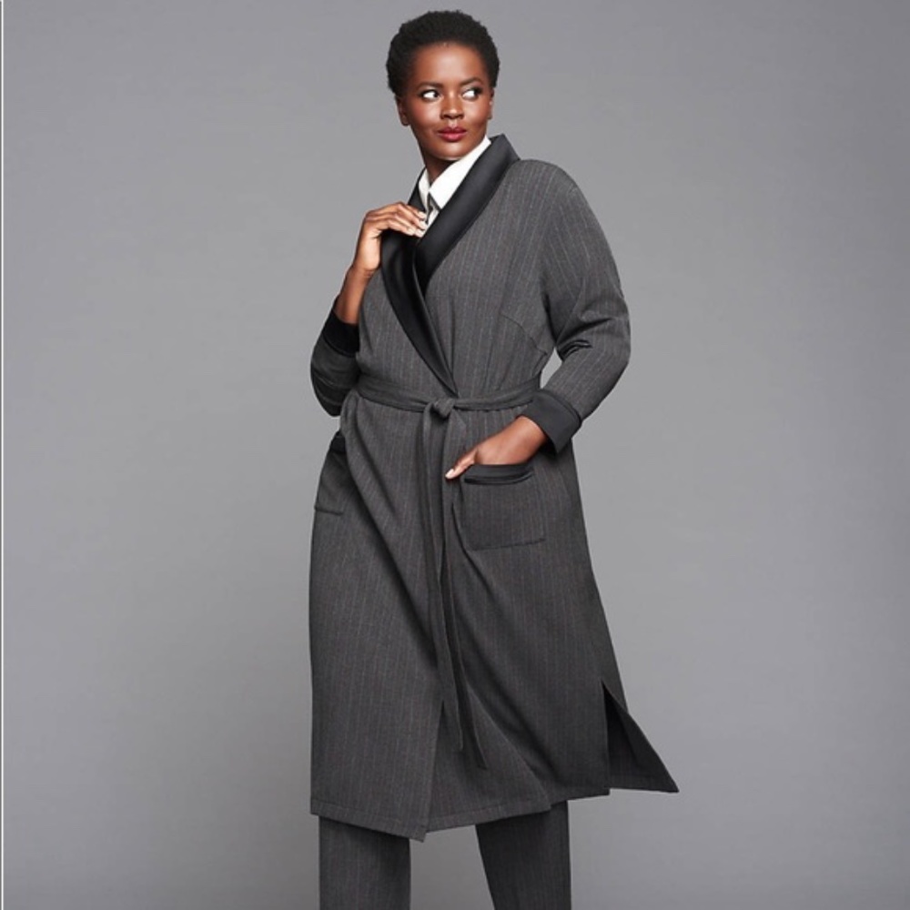 Lane Bryant x Glamour Pinstripe Robe Duster